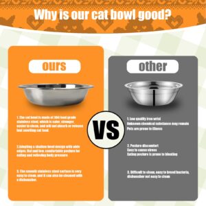 4 Pcs Stainless Steel Cat Bowls,7.1 Inches Metal Cat Bowl, Cat Food Bowls for Indoor Cats, Whisker Fatigue Cat Bowl, Shallow Cat Food Dish, Kitten Food Bowl, Elevated Food Bowls for Cats