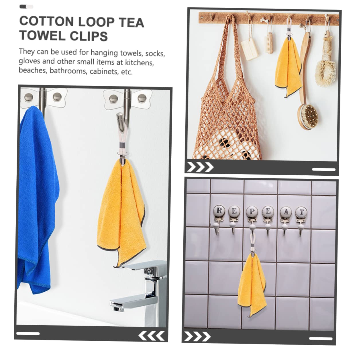 Beatifufu 6Pcs Towel Holder Towel Attachment for Hanging Laundry Clips Kitchen Towels Clips Towel Hangers Rack Braided Cotton Hanging Hooks Bath Towel Clip Coat Hook Clothing to Weave Iron