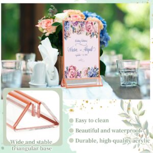 Suzile 30 Pcs Clear Acrylic Table Sign Holders 4 x 6 Inches Double Sided Rose Gold Borders Wedding Table Number Display Holder Picture Frames for Reception Anniversary Bridal Shower