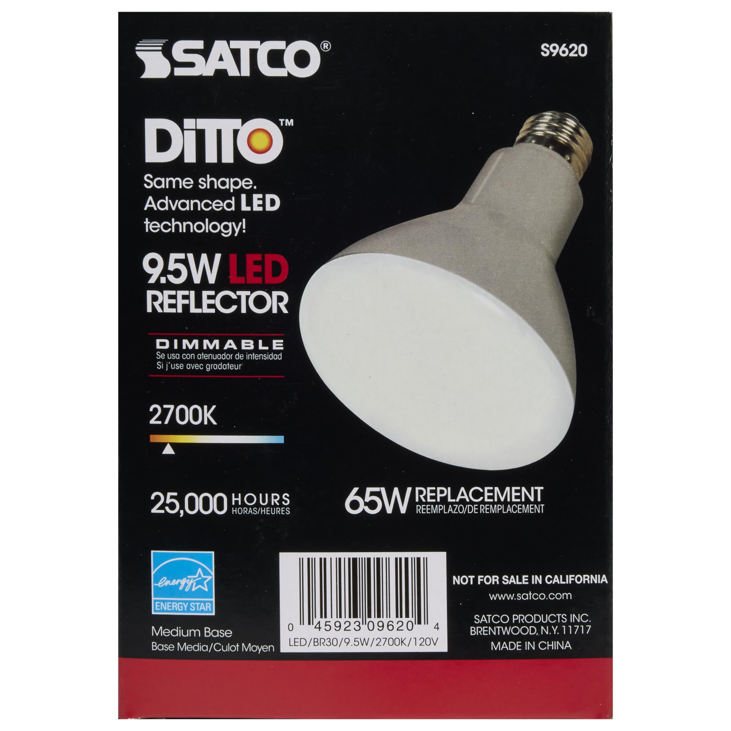 Satco S9620-9.5 Watt BR30 LED Bulb - (6 LED Light Bulbs)