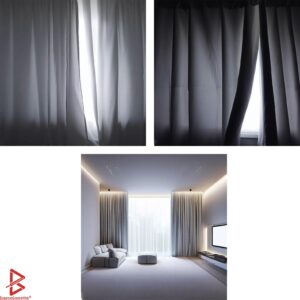 Barcelonetta | Black Out Fabric | 3 Pass Rated, Blocks 99% Light Ray | 58" Wide | Echo Deadening | Drapery, Lining (Black, 2 Yard)