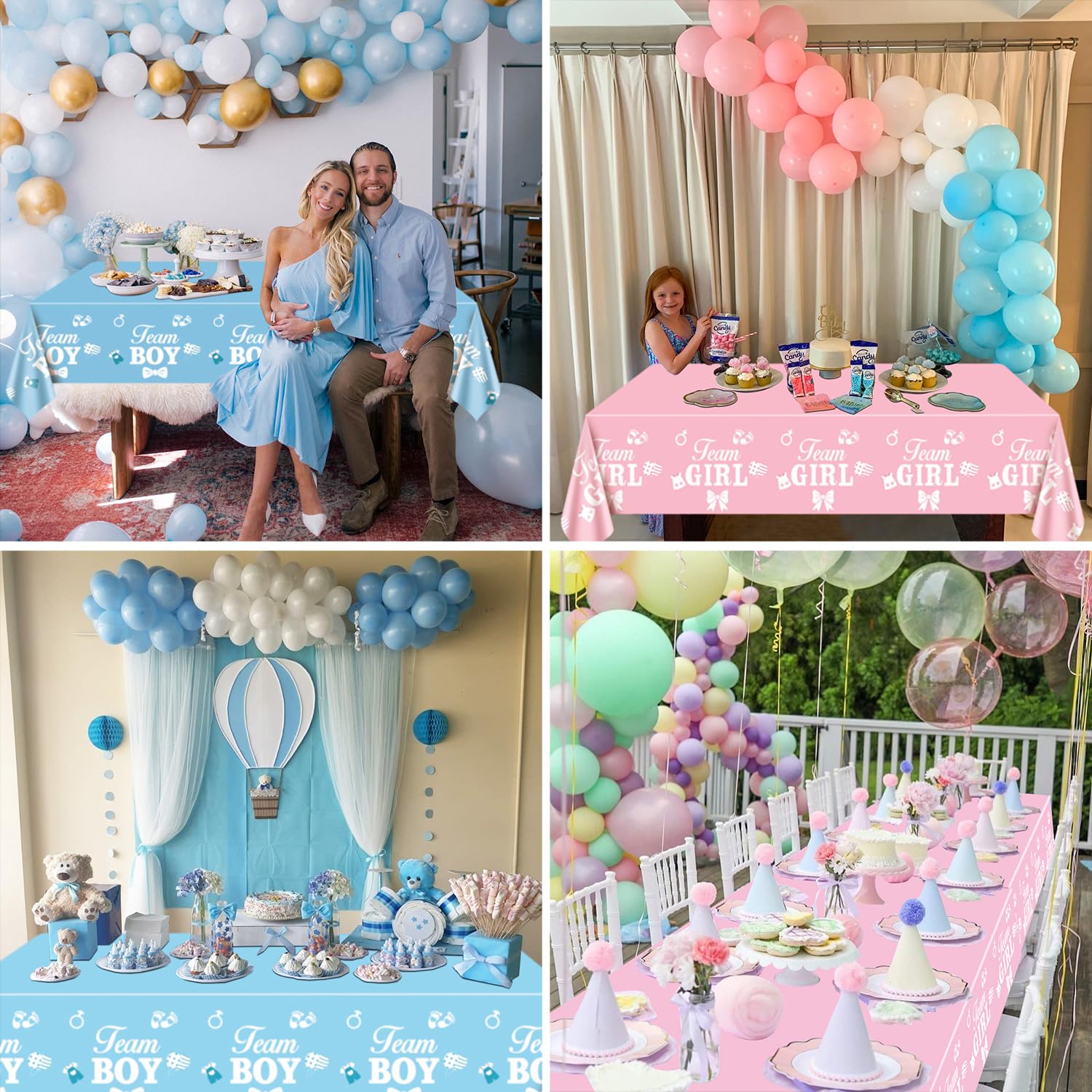 4Pcs Gender Reveal Tablecloths - Gender Reveal Decor Boys or Girls Table Coves Rectangular Pink and Blue Tablecloth Gender Reveal Ideas for Boy or Girl Party Supplies, 51 x 86.6 Inch (Gender Reveal-2)