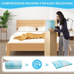 MUUEGM 3 Inch Gel Memory Foam Mattress Topper King Size,Cooling Mattress Pad for Pressure Relieving,Bed Topper in a Box for Dorm Bedroom,Ventilated Design,Soft & Breathable,CertiPUR-US Certified