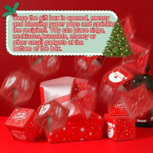 Kosiz 2 Sets Christmas Exploding Gift Box Exploding Pop Gift Box for Money Pop Gift Box Explosion Money Gift Boxes for Cash Birthday Xmas Relatives Friends Women Men Kids Gift(Santa Claus)