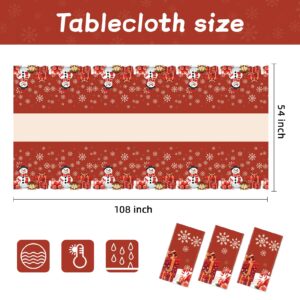 Christmas Tablecloth, 3 Pack Disposable Plastic Tablecloth 54" x 108" Christmas Party Supplies,Christmas Table Cloth Plastic Table Cover, Christmas Decorations Party for Indoor or Outside,Home,Dinner