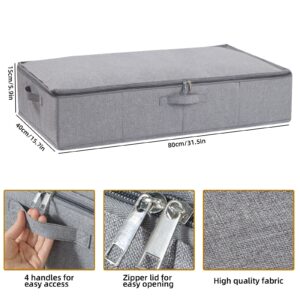 YheenLf Under Bed Storage Containers Organizers, Underbed Clothes Storage Bins with Reinforced Handles for Blanket, Sheets, Pillows, Towels, Room, Grey, 1 Pack, 23.6" L x 11.8" W x 5.9" H