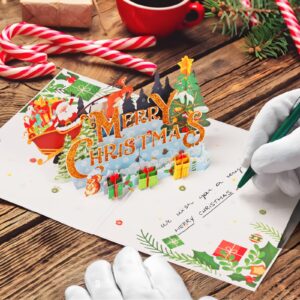 Yinqing Merry Christmas Cards, Light and Music Christmas Card, 3D Pop Up Christmas Greeting Card for Women Men Kids Husband Wife Mom Dad Daughter