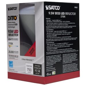 Satco S9620-9.5 Watt BR30 LED Bulb - (6 LED Light Bulbs)