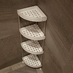 IYAR HOME 4 Tier Shower Caddy Organizer Shelf Rack Corner Standing 12.99 x 9.45 x 32.68 Inches Shower Stands for Inside Shower & Kitchen Storage White