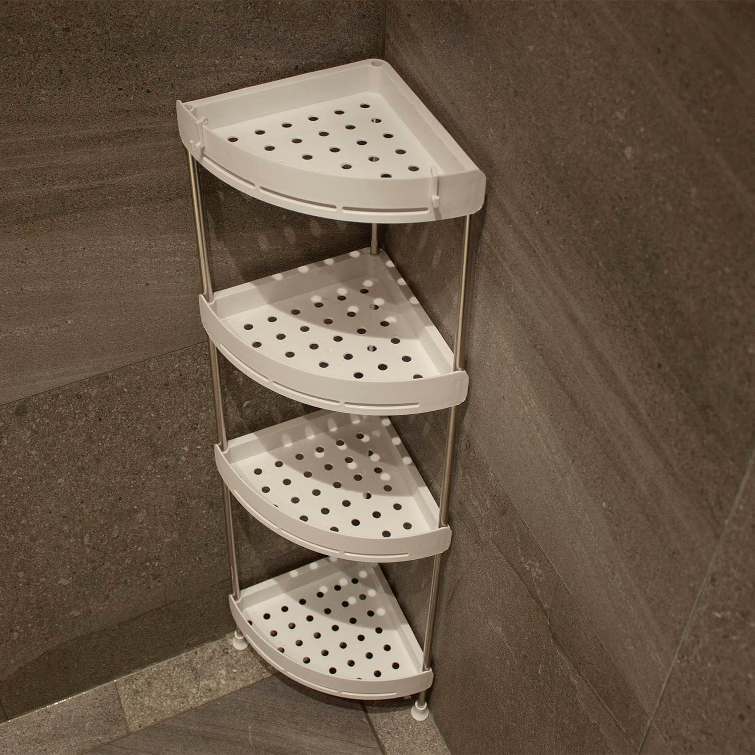 IYAR HOME 4 Tier Shower Caddy Organizer Shelf Rack Corner Standing 12.99 x 9.45 x 32.68 Inches Shower Stands for Inside Shower & Kitchen Storage White