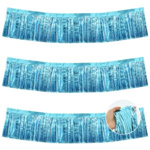 beishida 3 packs metallic foil fringe garland baby blue wall hanging tinsel fringe banners for car floats bridal shower wedding birthday easter graduation holiday party decoration(30 feet)