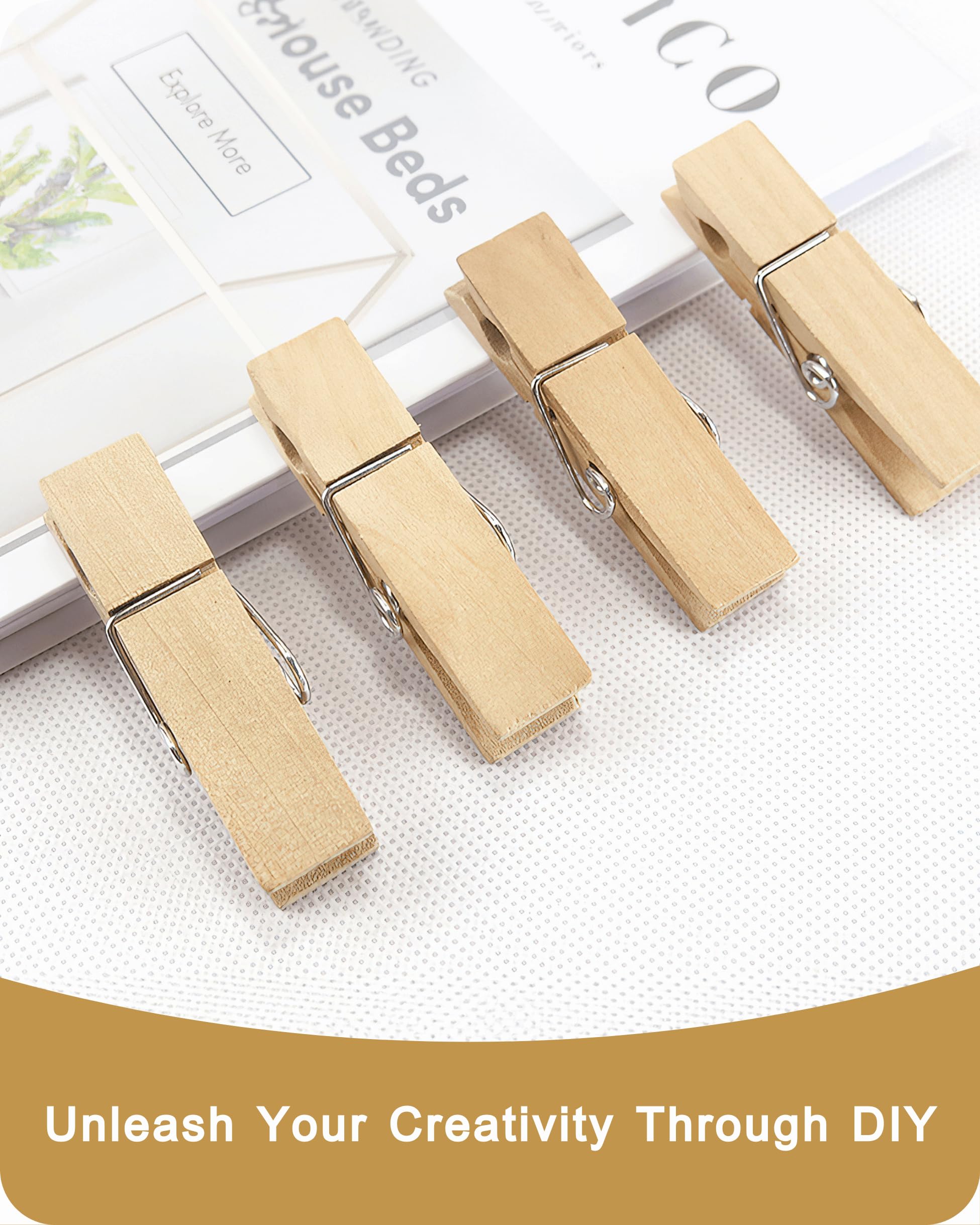 Clothes Pins, Sturdy and Heavy Duty Natural Wood Clips Wooden Clothespins for Hanging Clothes Photo Pictures Crafts Small Classroom Decorative Peg, 30 PCS