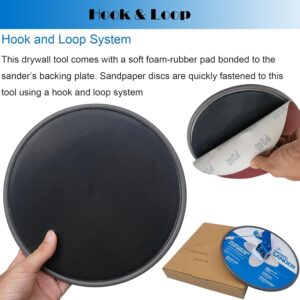 Tonmp 9 Inch Radial Hand Sander, 9" Hook and loop Hand Drywall Sander for Wall Cleaning and Polishing