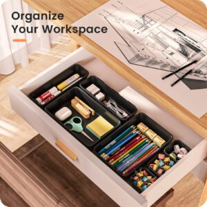 A-LuGei 【𝟮𝟮𝗣𝗖𝗦】 Plastic Black Desk Drawer Organizer, Bathroom Organizers and Storage, Makeup Organizer, Organization and Storage Bin Container for Vanity Office Utensils Tool Pantry Cosmetic