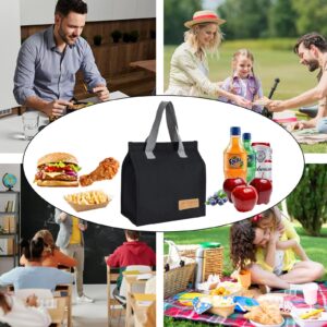 FERNYE Lunch Bag for Women/Men,Waterproof Reusable Portable Lunch Tote,Lunch Box Bag.Thermal Cooler Bag Ideal for Work/Party/l/Travel/Picnic (Light Black)