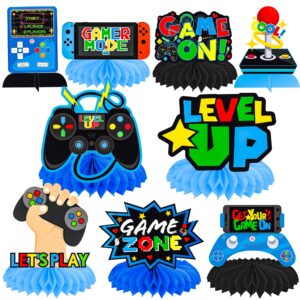 video game honeycomb centerpieces 12pcs game party table centerpieces blue video game birthday decorations game theme party table decoration for game on baby shower supplies