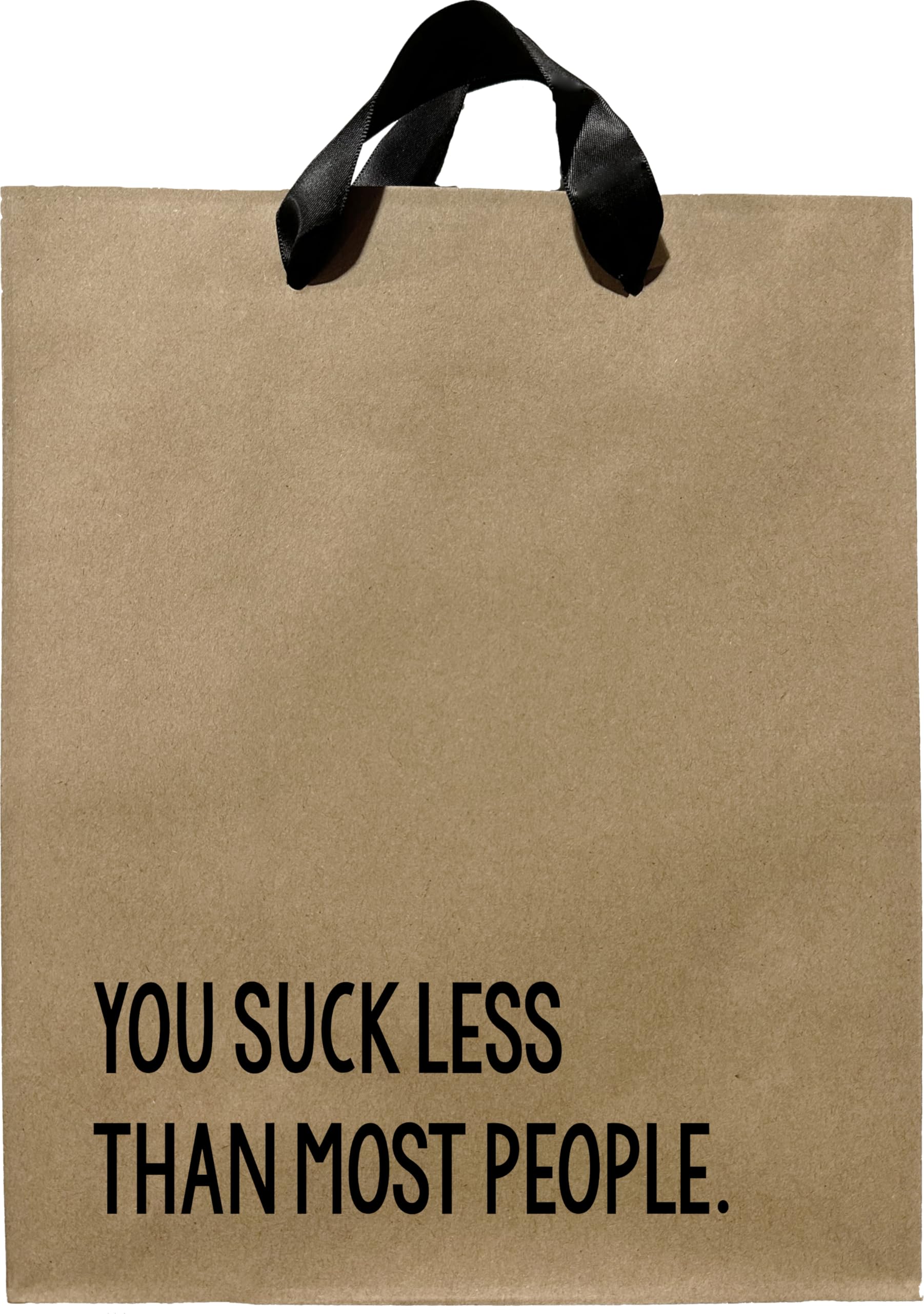 Funny Birthday Gift Bags, You Suck Less Than Most People Kraft Gift Bag With Black Ribbon Handles, Novelty Gift Bags, White Elephant Gift Bag, Gift Bag For Friend, Christmas Gift Bag