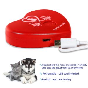 Pet Fit For Life Heartbeat Plush Cat Toy with Heat for Calming Anxiety - Kitty Sleep Aid with USB Rechargeable Heart Beat Simulator and Reusable Heating Pad Insert