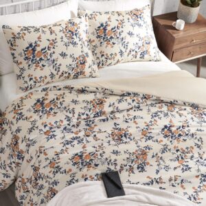 lucky brand garden bouquet king microfiber duvet cover set - 3 piece reversible bedding set with (1) 108"x92" duvet cover, (2) 20"x36" pillow shams