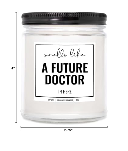 YouNique Designs Future Doctor Gifts Candle 9 oz - Med Student Gift, Medical Student Gifts & Medical School Graduation Gifts - Future Doctor Gifts for Medical Students (Mahogany Teakwood)