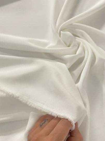 Stretch Crepe Fabric - Versatile Polyester Cloth by The Yard with 2-Way Stretch - Ideal for Dresses, Gowns, Pants, Drapes, and Backdrops - 1 Yard (Off-White)