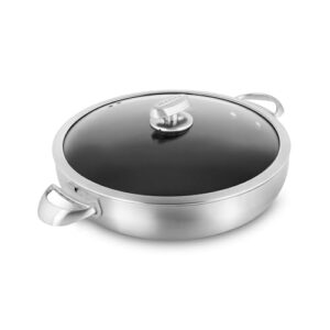 scanpan cx+ 12.5" braiser - 5.5-quart - stratanium plus nonstick chef's pan - 5-ply stainless steel