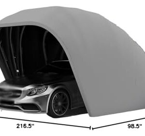 Stainless Steel Grey Carport, Foldable Retractable Car Awning, Semi-Automatic Durable Shelter, Mobile Folding Garage L5.5m * W 2.5m * H 2.3m