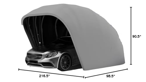 Stainless Steel Grey Carport, Foldable Retractable Car Awning, Semi-Automatic Durable Shelter, Mobile Folding Garage L5.5m * W 2.5m * H 2.3m