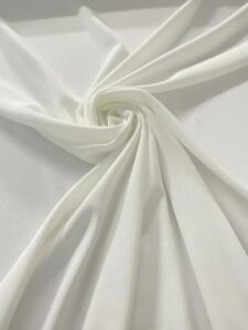 stretch crepe fabric - versatile polyester cloth by the yard with 2-way stretch - ideal for dresses, gowns, pants, drapes, and backdrops - 1 yard (off-white)