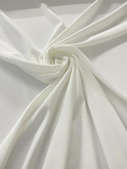 Stretch Crepe Fabric - Versatile Polyester Cloth by The Yard with 2-Way Stretch - Ideal for Dresses, Gowns, Pants, Drapes, and Backdrops - 1 Yard (Off-White)