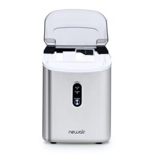 Newair Nugget Countertop Ice Maker Machine | 26 lbs. | Sonic Ice Maker in Stainless Steel, Self-Cleaning Function, Refillable Water Tank, Perfect Canes Ice for Kitchens, Offices, Home Coffee Bars