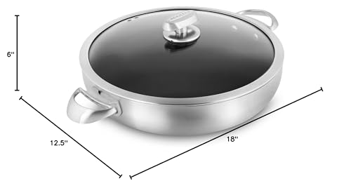 Scanpan CX+ 12.5" Braiser - 5.5-quart - Stratanium Plus Nonstick Chef's Pan - 5-ply Stainless Steel