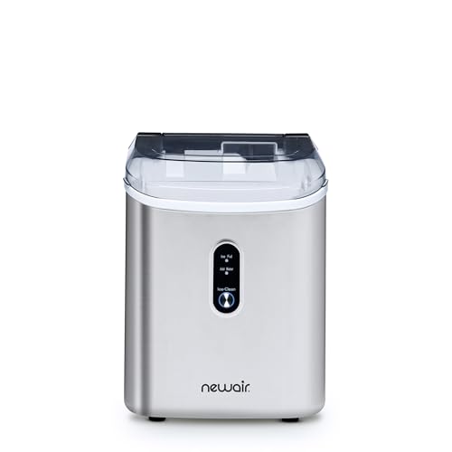 Newair Nugget Countertop Ice Maker Machine | 26 lbs. | Sonic Ice Maker in Stainless Steel, Self-Cleaning Function, Refillable Water Tank, Perfect Canes Ice for Kitchens, Offices, Home Coffee Bars