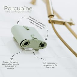 Porcupine Shower Wall Hair Catcher, Modern Silicone Design Collects & Conceals Wet Hair in Bathroom, Prevents Clogged Drains, Reusable, Removable, Easy to Clean, Heavy Duty Hanger Included (Cool Gray)