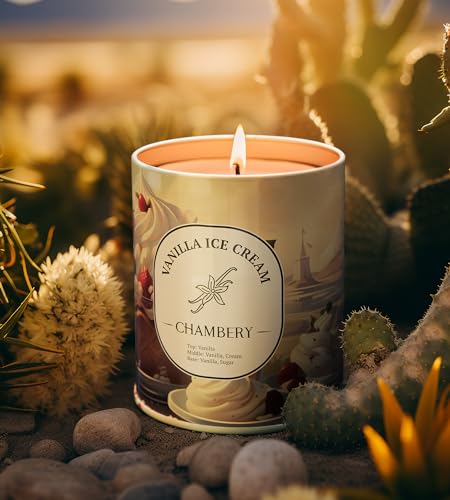 CHAMBERY Vanilla Bean Candle | Sundae Desert Artistry in Tin | Soy Wax with Lead-Free Cotton Wick | 55-Hour Burn | Timeless Aroma for All Seasons