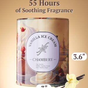 CHAMBERY Vanilla Bean Candle | Sundae Desert Artistry in Tin | Soy Wax with Lead-Free Cotton Wick | 55-Hour Burn | Timeless Aroma for All Seasons