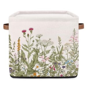 13x13x13 storage cube bins spring flowers floral storage cubes 13 inch collapsible storage bins cubby storage baskets for organizing shelf cabinet bookcase boxes