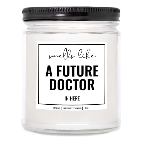 YouNique Designs Future Doctor Gifts Candle 9 oz - Med Student Gift, Medical Student Gifts & Medical School Graduation Gifts - Future Doctor Gifts for Medical Students (Mahogany Teakwood)