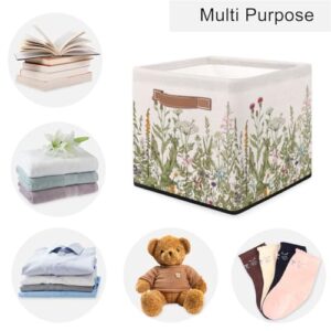 13x13x13 Storage Cube Bins Spring Flowers Floral Storage Cubes 13 inch Collapsible Storage Bins Cubby Storage Baskets for Organizing Shelf Cabinet Bookcase Boxes