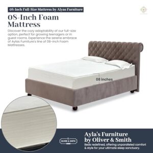 Aylas Furniture Full Size Mattress 8 Inch Full Size Foam Mattress High Density Reflex Support Layer & Visco-Elastic Comfort Foam & Premium Polyester Cover Eco-Friendly Breathable Firm Full Mattress