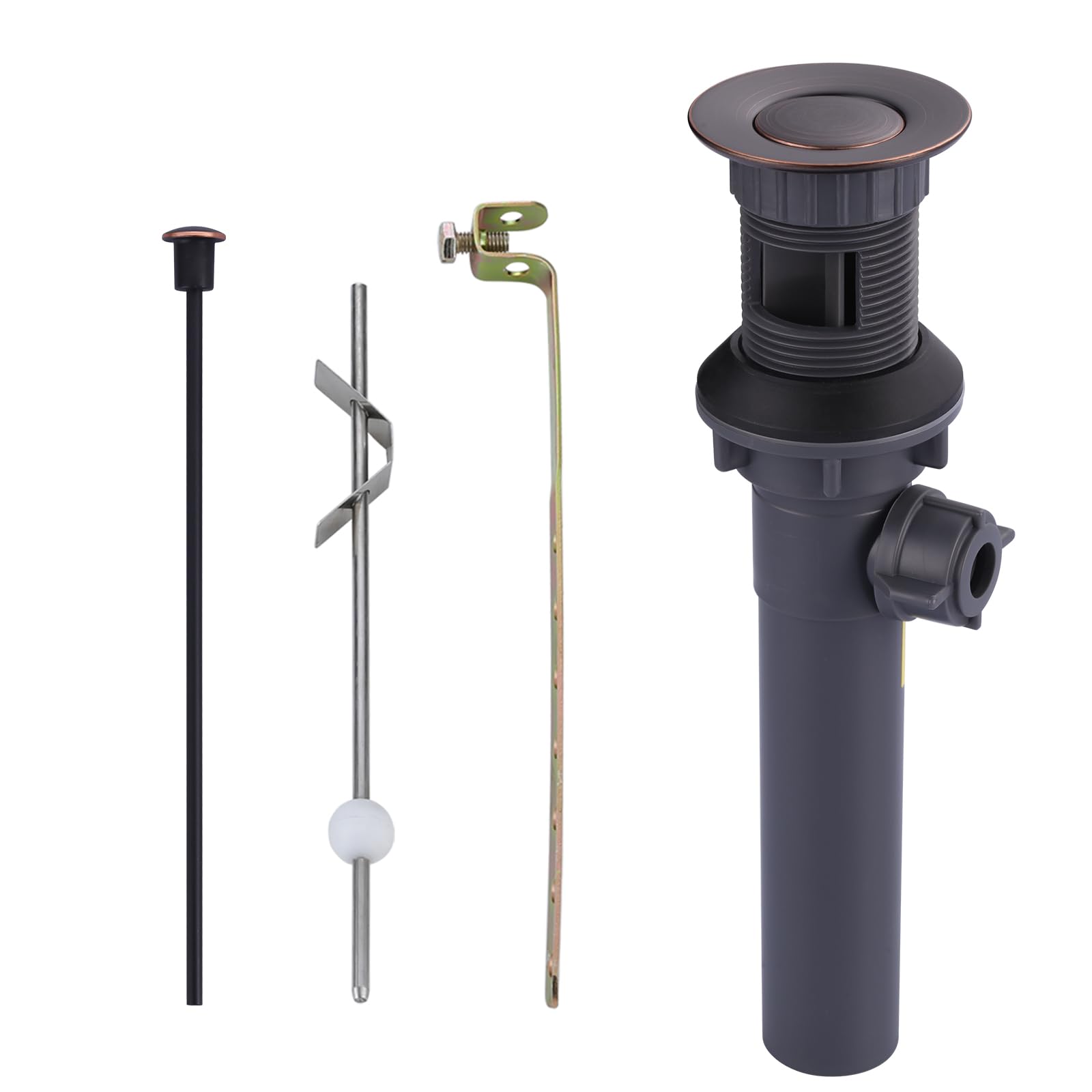 Bathroom Sink Drain with Lift Rod, Oil Rubbed Bronze Sink Drain with Overflow, ARCORA Drain Stopper for Vessel Sink