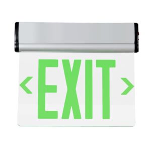 cm mzy green exit signs for business, led edge lit exit sign, ul 924, hardwired emergency exit lights with battery backup, aluminum housing with rotating acrylic clear panel, ac 120/277v, 1 pack