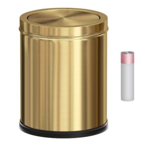 yojia 15l/4gal gold bathroom trash can,gold waste basket with flipping lid,modern gold garbage can for bathroom, bedroom,powder rooms,hotel, living room,office,restroom,rv (gold)