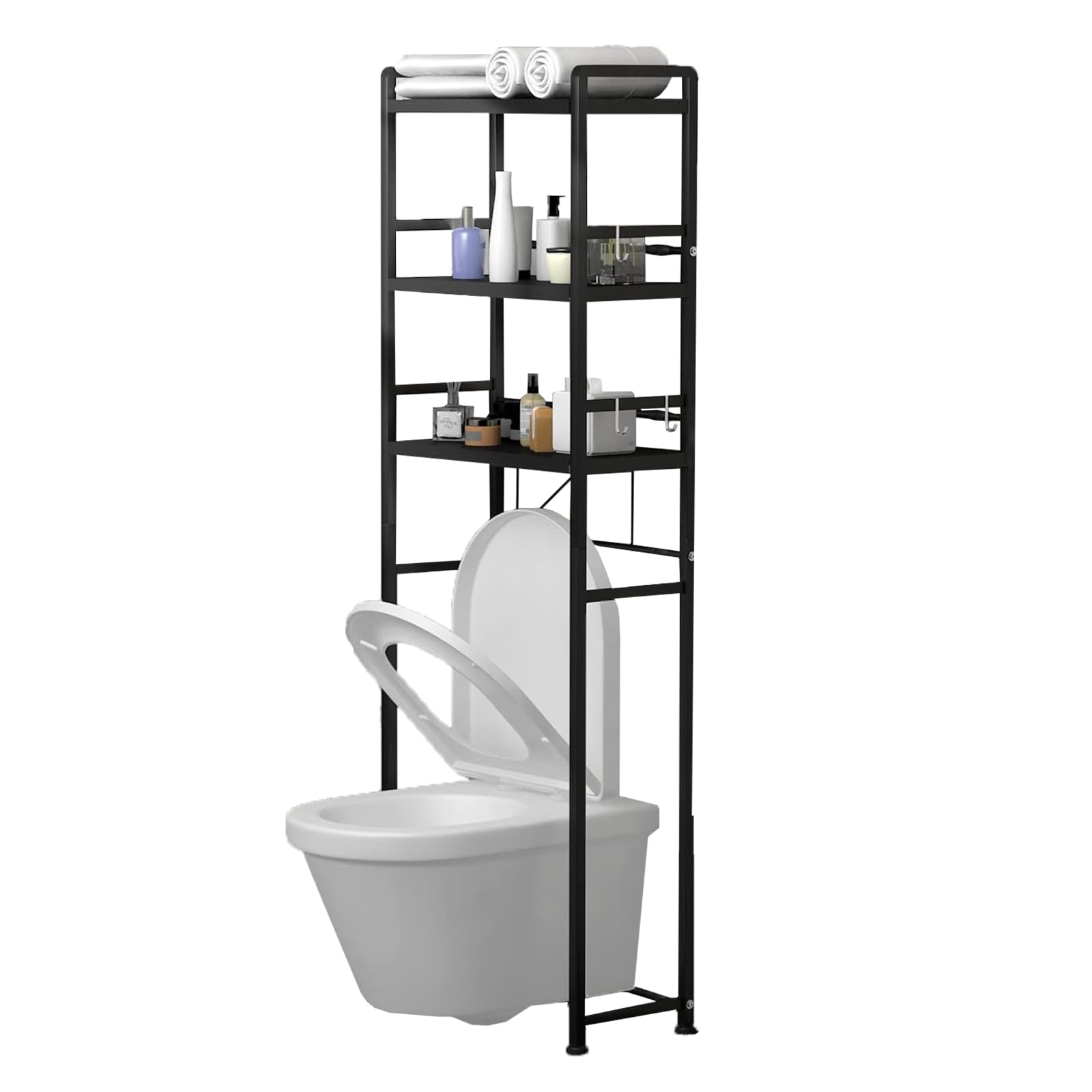 purplemaple Over-The-Toilet Storage Rack,3-Tier Bathroom Organizer Adjustable Shelf Over Toilet,Freestanding Space Saver Bathroom Shelves Above Toilet for Bathroom/Restroom/Laundry