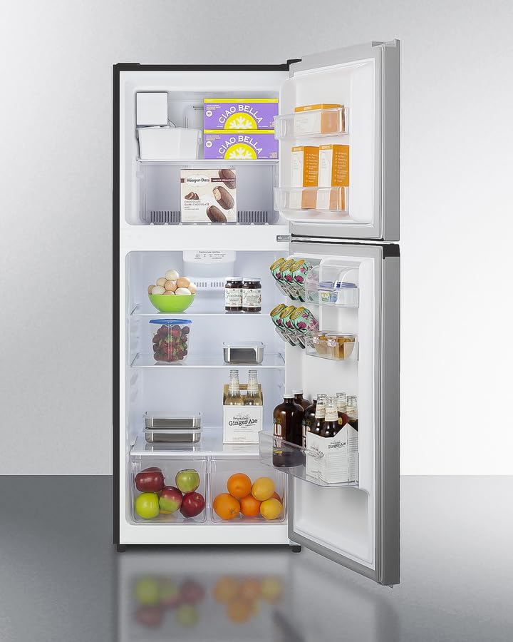 Summit Appliance FF1089PLIM 24" Wide Top Mount Refrigerator-Freezer with Icemaker, 10 cu.ft, Defrost Type, Stainless Steel Look, Frost-free Operation, ADA Compliant, Interior Light (Stainless Steel)