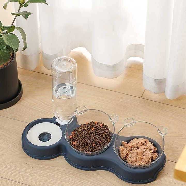 Cat Feeder and Water Dispenser Set - Pet Food Bowl, Cat Food Dispenser, Water Feeder for Cats and Dogs, All-in-One Pet Food and Water Dispenser Solution.