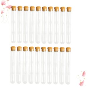 Luxshiny 30pcs Mini Test Tubes Jar with Lid Party Favors Test Tube Test Tubes with Stoppers Candy Containers Terrarium Wedding Favors Test Tubes with Cork Stoppers Bamboo Set Glass