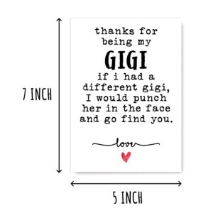 NTVShop Thank You Card - For Being My Gigi Card - Funny Birthday Card - Humorous Gigi Christmas Keepsake - Gift For Her