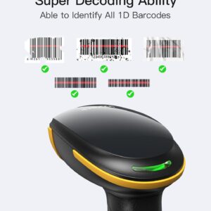 Inateck Wireless Barcode Scanner, Bluetooth Bar Code Scanner, 1D USB Barcode Reader Handheld, 1 Charge 3 Months, Scanner Barcode with APP and SDK