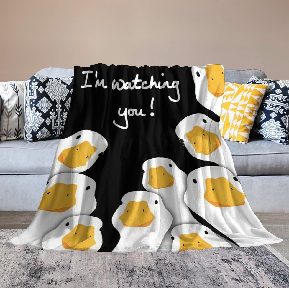 Funny Duck Blanket Duck Throw Blanket Duck Stuff Gifts for Girls Boys Kids Lovers Adults Woman Man Warm Soft Comfort Plush Fleece Flannel Blanket Decor for Couch Sofa Bed 40"x50"